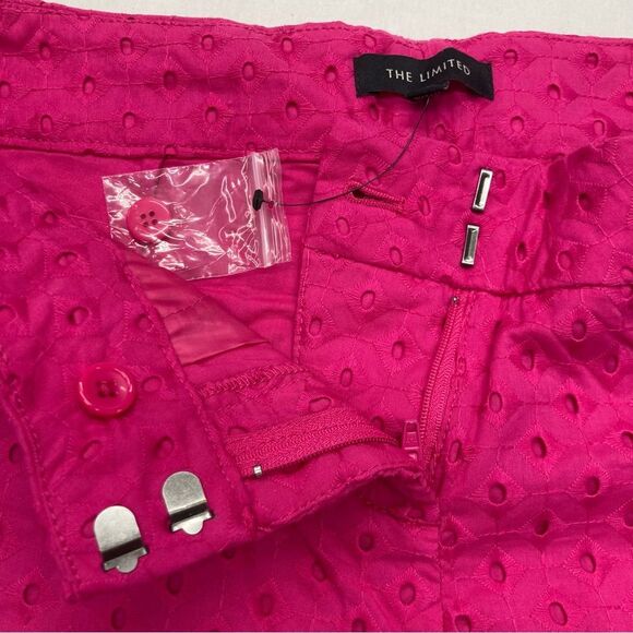 The Limited Tailored Shorts 4 Hot Pink Eyelet 100 Cotton Solid Flat Front NWT - Picture 3 of 11